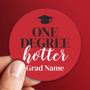 Pegatina Redonda Hotter de un grado - Negro rojo - Graduación