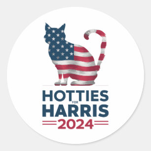 Pegatina Redonda Hotties For Harris 2024 Cat Ladies Kamala Harris