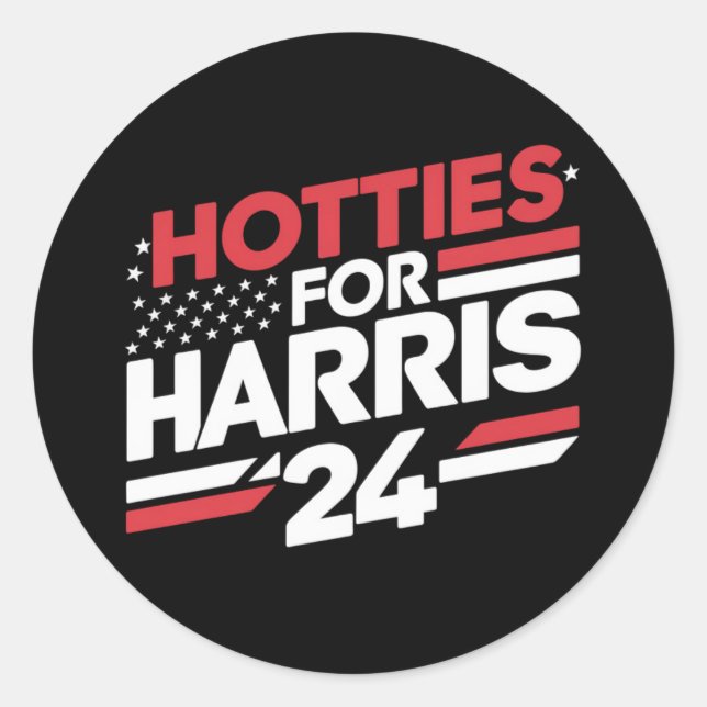 Pegatina Redonda Hotties For Harris 24 (Anverso)