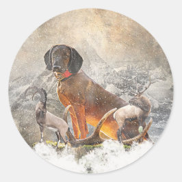 Pegatina Redonda Hound Bavarian Mountain, Arte