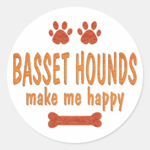 Pegatina Redonda Hounds de Basset me hace feliz