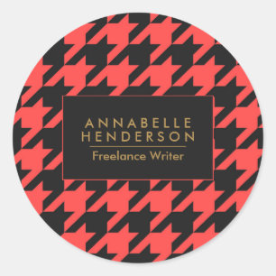 Pegatina Redonda Houndstap negro y rojo