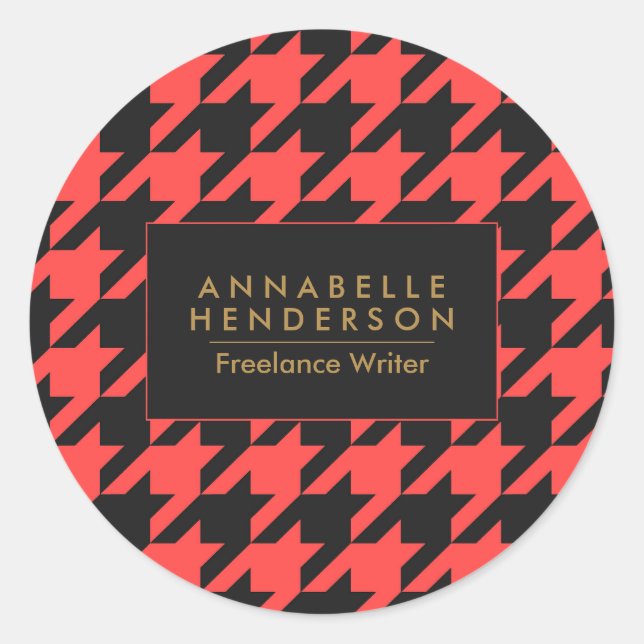 Pegatina Redonda Houndstap negro y rojo (Anverso)