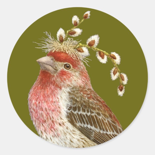 Pegatina Redonda House finch sticker (Anverso)