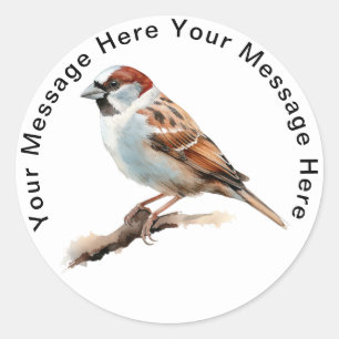 Pegatina Redonda House Sparrow