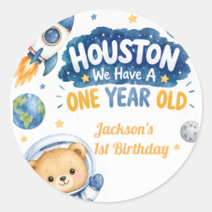 Pegatina Redonda Houston Tenemos Un Cumpleaños De 1 Año 