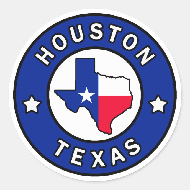 Pegatina Redonda Houston Texas (Anverso)