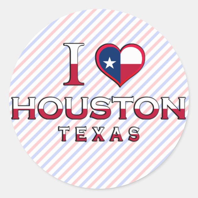 Pegatina Redonda Houston, Texas (Anverso)