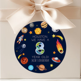 Pegatina Redonda Houston We Have A 8 Year Old 8th Birthday Party