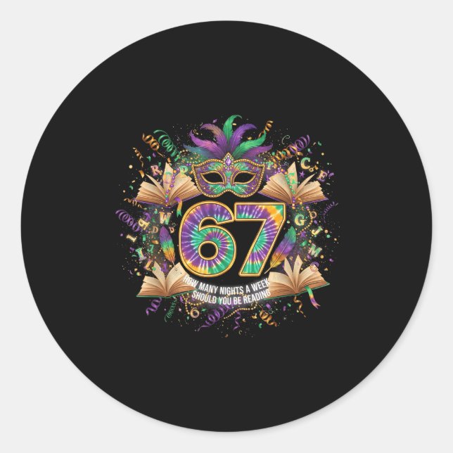 Pegatina Redonda How Many Night A Week Should You Be Reading 67 Boo (Anverso)