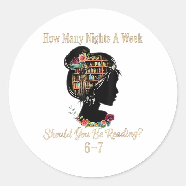 Pegatina Redonda How Many Nights Reading 67 Funny Meme Six Seven Te (Anverso)