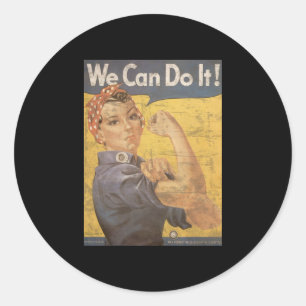 Pegatina Redonda Howard Miller Podemos hacerlo Rosie the Riveter
