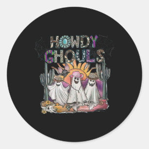 Pegatina Redonda Howdy Ghouls Western Halloween Fall Ghosts Boo