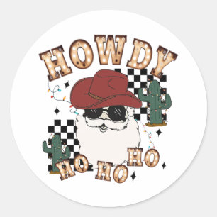 Pegatina Redonda Howdy Ho Santa