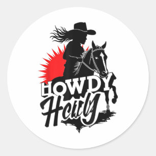 Pegatina Redonda Howdy Texas Western Melanin Black Cowgirl African