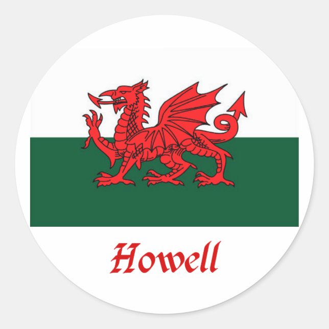 Pegatina Redonda Howell Welsh Flag (Anverso)