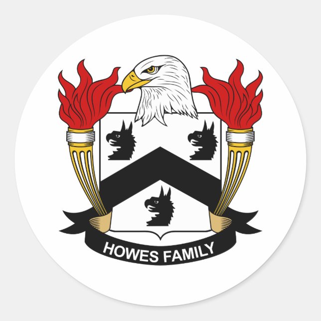 Pegatina Redonda Howes Family Crest (Anverso)