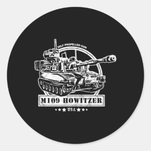 Pegatina Redonda Howitzer autopropulsado M109