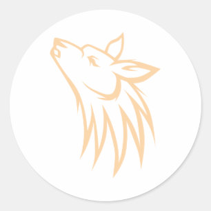 Pegatina Redonda Howling Coyote