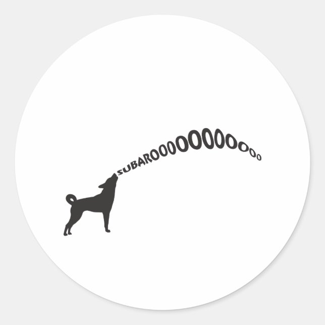 Pegatina Redonda Howling Subaru Dog (Anverso)