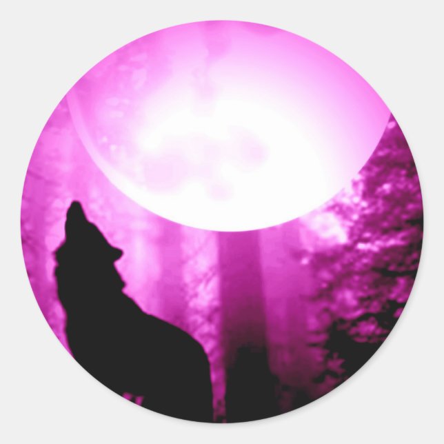 Pegatina Redonda Howling Wolf (Anverso)