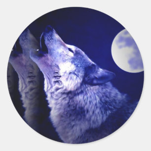 Pegatina Redonda Howling Wolf