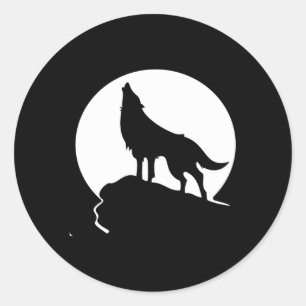 Pegatina Redonda Howling Wolf