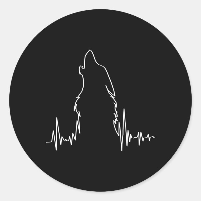 Pegatina Redonda Howling Wolf Hebeat Spirit Animal Wolf (Anverso)