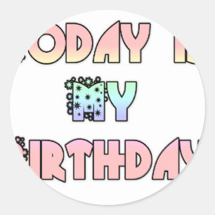 Pegatina Redonda Hoy es mi arte de cumpleaños