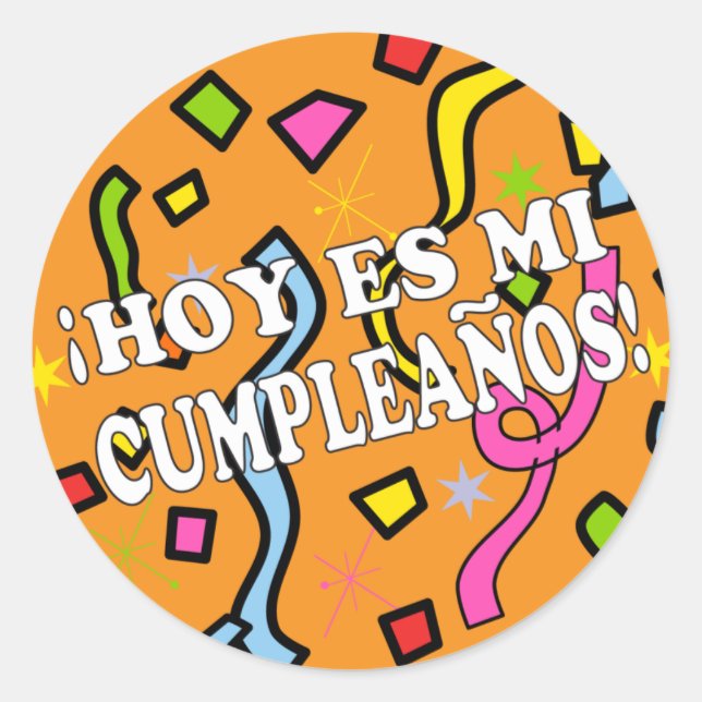 Pegatina Redonda Hoy es mi cumpleaños (Anverso)