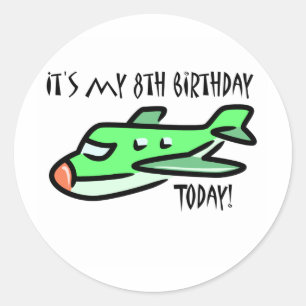 Pegatina Redonda Hoy es mi octavo cumpleaños