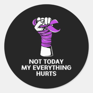 Pegatina Redonda Hoy, todo me duele Fibromyalgia Warrior