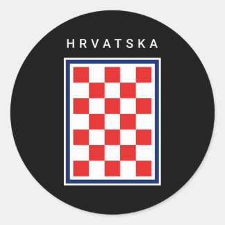 Pegatina Redonda Hrvatska Checker Azul Frontera