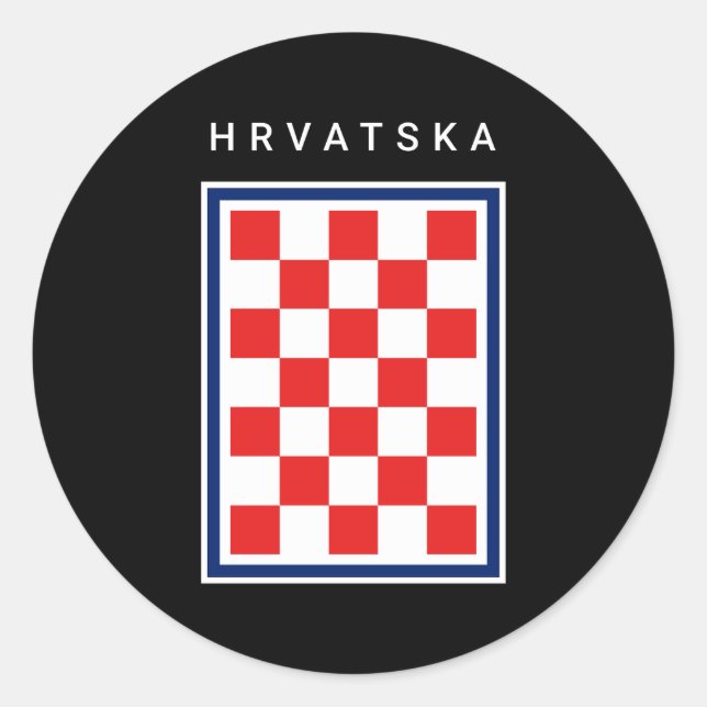 Pegatina Redonda Hrvatska Checker Azul Frontera (Anverso)