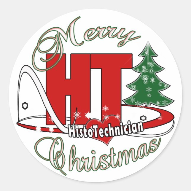 PEGATINA REDONDA HT MERRY CHRISTMAS HISTO TECHNICIAN (Anverso)