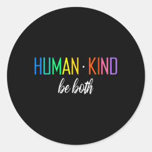 Pegatina Redonda Hu Kind Be Ambos Lgbtq Ally Orgullo Arcoiris Posit