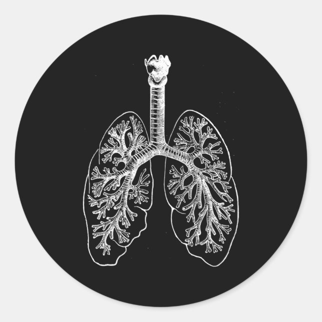 Pegatina Redonda Hu Pulmones Anatomía Pulmonóloga Pulmonóloga Pulmo (Anverso)