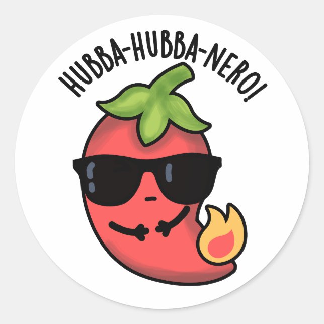 Pegatina Redonda Hubba-hubba-nero Funny Habanero Pun (Anverso)