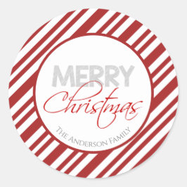 Pegatina Redonda Huelga de Navidades de Candy Cane | PERSONALIZADO