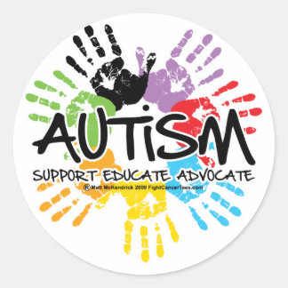 Pegatina Redonda Huella de autismo
