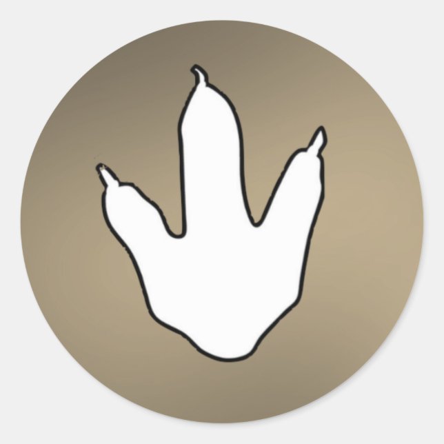 Pegatina Redonda Huella de dinosaurios (Anverso)