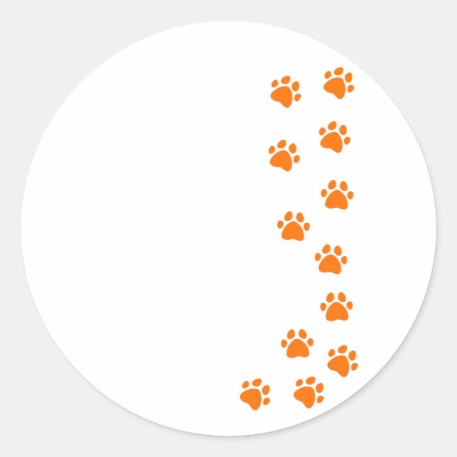 Pegatina Redonda huella de la pata - añade tu propio nombre o raza  (Anverso)