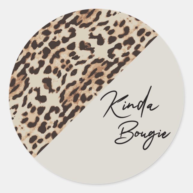 Pegatina Redonda Huella de leopardo de Kinda Bougie Beige (Anverso)