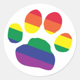 Pegatina Redonda Huella de pata del orgullo gay