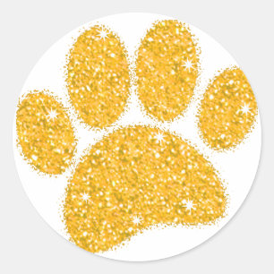 Pegatina Redonda Huella de perro Purpurina de oro