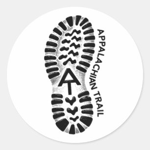 Pegatina Redonda Huella de zapato de senderismo de Appalachian Trai