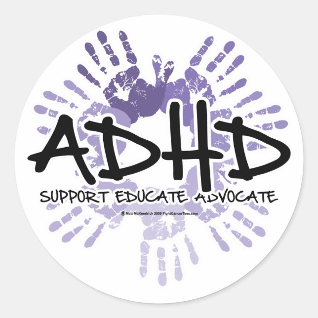 Pegatina Redonda Huella electrónica de ADHD (Anverso)