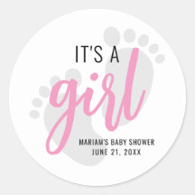 Huella Rosada Linda Es una Niña Fiesta de Bebé