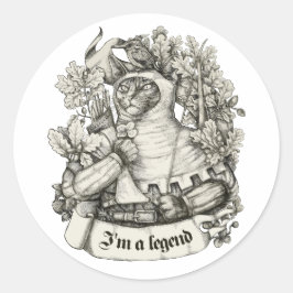 Pegatina Redonda Huella vintage de Cat Knight