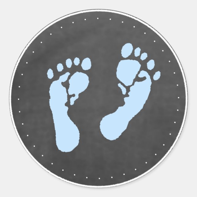 Pegatina Redonda Huellas azules (Anverso)